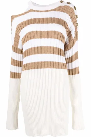 Balmain Gestricktes Skaterkleid mit Streifen