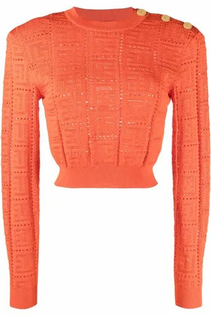 Balmain Cropped-Pullover mit Monogramm