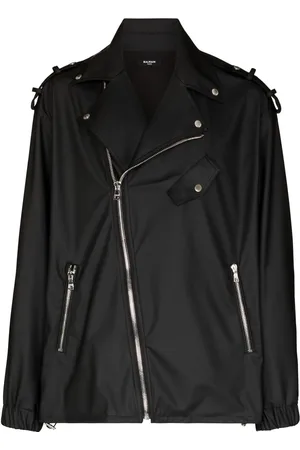 Balmain Bikerjacke mit Logo-Print