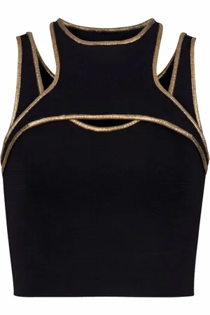 Balmain Gestricktes Cropped-Top mit Kontrastrand