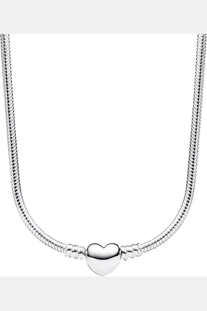 PANDORA Halsketten - Snake chain sterling necklace with heart cl - Gr. unisize - in Silber - für Damen