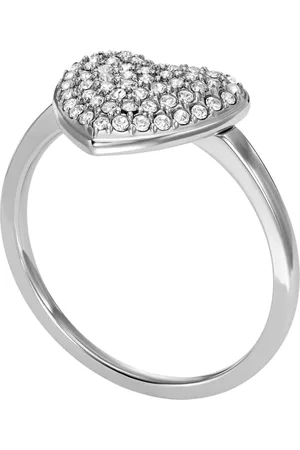 Fossil Ringe - Sadie Glitz Heart Stainless Steel Center Focal - Gr. 52 - in Silber - für Damen