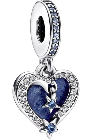 PANDORA Charms - Himmlische Sternschnuppe Herz doppelter Anhänger C - Gr. unisize - in Blau - für Damen