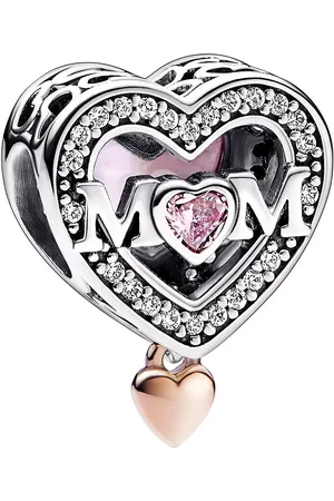 PANDORA Charms - Two-tone Openwork Mum & Heart - Gr. unisize - in Rosa - für Damen