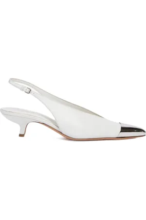 Sportmax Hohe Schuhe - Weiße Kittenheels mit silberner Spitze - Gr. 36 (EU) - in - für Damen