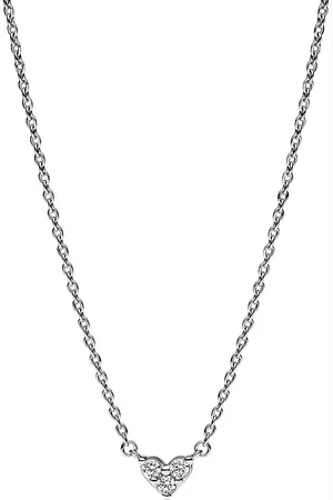 PANDORA Halsketten - Heart sterling necklace withcubic zirconia - Gr. unisize - in Silber - für Damen