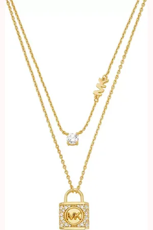 Michael Kors Halsketten - 14K Gold-Plated Sterling Silver Double Layered Pav - Gr. unisize - in Mehrfarbig - für Damen