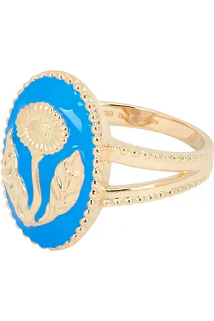 ANNA + NINA Ringe - Meadow Ring 14K Yellow Gold/Sterling Silver - Gr. 55 - in Blau - für Damen