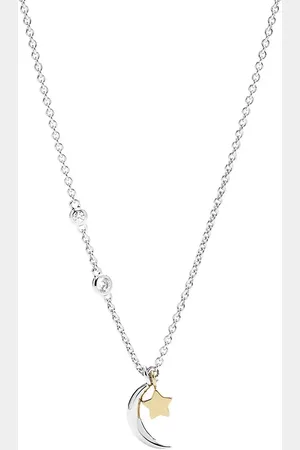 Fossil Halsketten - Elliott Star And Crescent Moon Necklace Sterling - Gr. unisize - in Mehrfarbig - für Damen