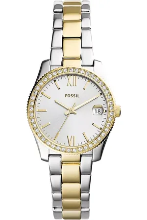 Fossil Uhren - Scarlette Mini Three-Hand Date Two Tone Stainless - Gr. unisize - in Silber - für Damen