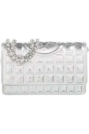 Tory Burch Portemonnaies - Fleming Metallic Square Quilt Chain Wallet - für Damen