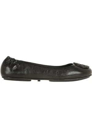 Tory Burch Black Leather Minnie Travel Ballerina - Gr. 10 - in