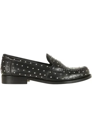 Tory Burch Black Calfskin Studded Detailing Slip-On Shoes - Gr. 10 - in
