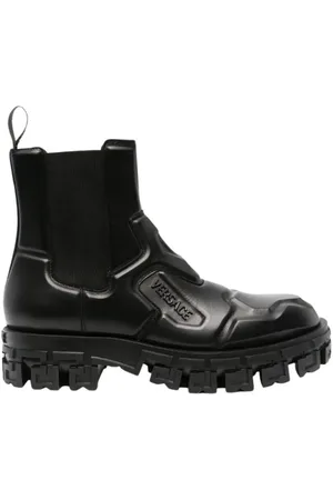 VERSACE Stiefel - Greca Portico Panelled Leather Boots - Gr. 45 (EU) - in - für Damen