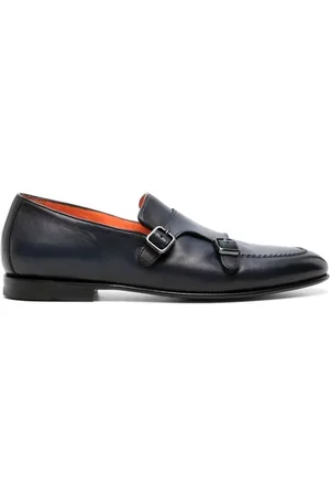 santoni Loafer - Navy Blue Leather Shoe - Gr. 8_5 - in - für Damen