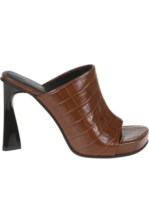 Stella McCartney Slipper & Pantoletten - Tan Leather Crocodile Print High Heel Clogs - Gr. 35 (EU) - in - für Damen