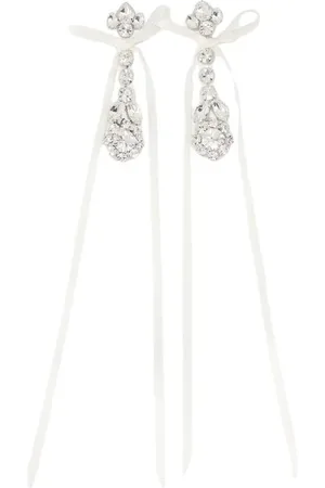 Simone Rocha Ohrringe - Victorian Bow Ribbon Drip Earrings - Crystal - Be - für Damen