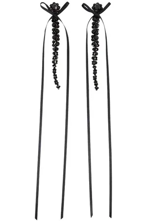 Simone Rocha Ohrringe - Slim Bow Ribbon Drip Earrings - Crystal - - Gr. unisize - in Schwarz - für Damen