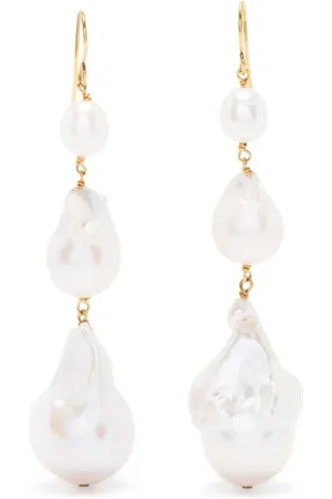 Jil Sander Ohrringe - Grainy Pearl Earrings 2 Gold/ - Gr. unisize - in Weiß - für Damen