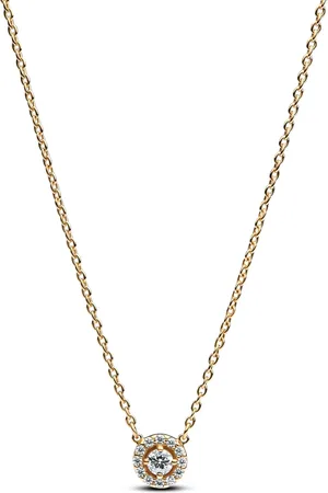 PANDORA Halsketten - Runder Pavé-Strahlenkranz-Anhänger Halskette - Gr. unisize - in - für Damen