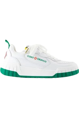 Casablanca Low-Top Sneaker - Court Sneakers - Leather - White/Green - Gr. 4 - in - für Damen
