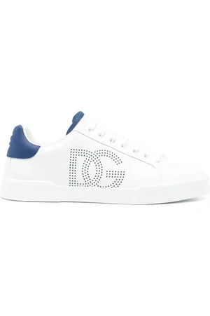 Dolce & Gabbana Low-Top Sneaker - Contemporary White Sneakers With Blue Heel Tab - Gr. 40 (EU) - in - für Damen