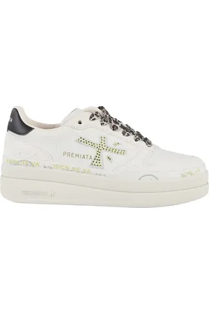 Premiata Low-Top Sneaker - Animal Print Laces Ivory Leather And Suede Sneaker - Gr. 38 (EU) - in - für Damen