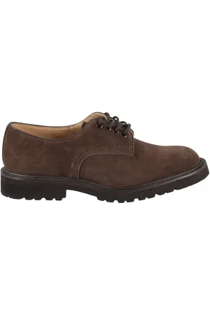 TRICKERS Lace-Up Brown Suede Shoes With Durable Rubber Sole - Gr. 9_5 - in