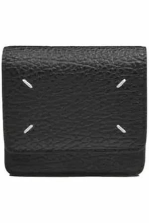 Maison Margiela Portemonnaies - Black Hammered Leather Mini Wallet With Strap - Gr. unisize - in - für Damen