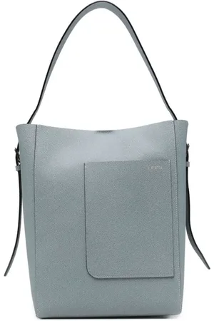 VALEXTRA Beuteltaschen - Steel Blue Leather Small Bucket Bag - Gr. unisize - in - für Damen