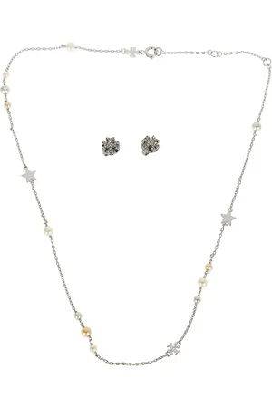 Tory Burch Ohrringe - Kira Necklace And Stud Earring Gift Set - Gr. unisize - in Silber - für Damen