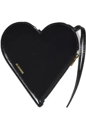 Jil Sander Clutches - Black Leather Small Heart Clutch - Gr. unisize - in - für Damen
