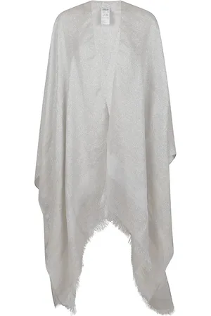 PESERICO SIGN Tücher & Schals - Fringed White Kimono Scarf With Lurex Detailing - Gr. unisize - in - für Damen