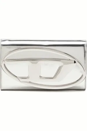 Diesel Hobo Bags - Silver Handbag With Prominent Logo And Detachable - für Damen