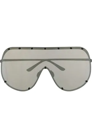 Rick Owens Sonnenbrillen - Sunglasses Shield Temple/flash Gold Lense - Gr. unisize - in Schwarz - für Damen