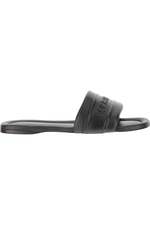 Salvatore Ferragamo Sandalen - Leather Sandals With Logo - Gr. 10 - in - für Damen