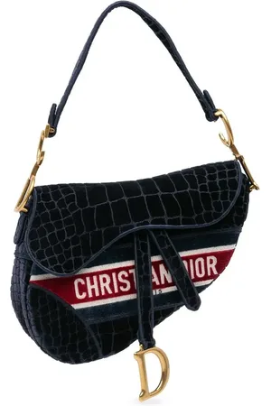 Dior Hobo Bags - 2021 Velvet Crocodile Effect Embroidered Saddle Ba - Gr. unisize - in - für Damen