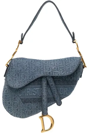 Dior Hobo Bags - 2019 Oblique Embroidered Denim Saddle Bag - Gr. unisize - in - für Damen