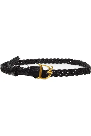 Dsquared2 Gürtel - Black Leather D2 Braided Belt - Gr. 80 - in - für Damen