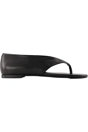 Courrèges Sandalen - Calfskin Black Sandals With Unique Toe Loop Design - Gr. 37 (EU) - in - für Damen