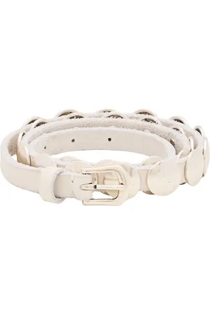 Golden Goose Gürtel - White Belt With Aged Silver-Colored Studs - Gr. 75 - in - für Damen
