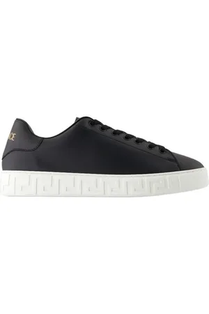 VERSACE Low-Top Sneaker - Black Calfskin Sneakers With Geometric Sole Design - Gr. 40 (EU) - in - für Damen