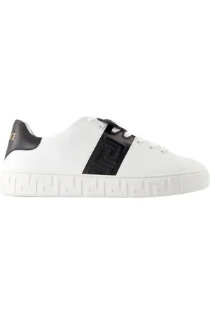 VERSACE Low-Top Sneaker - White Leather Sneakers With Logo And Textured Sole - Gr. 40 (EU) - in - für Damen