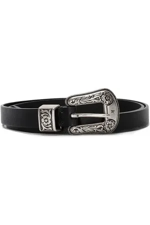 Golden Goose Gürtel - Washed Black Leather Belt - Gr. 90 - in - für Damen