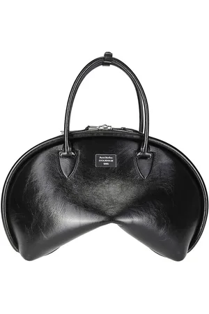 Acne Studios Crossbody Bags - Curved Black Leather Handbag With Metal Plaque - Gr. unisize - in - für Damen