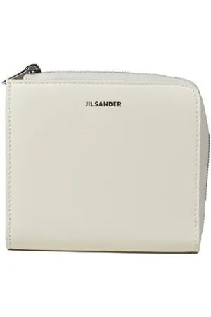 Jil Sander Portemonnaies - White Small Leather Zip Around Wallet - Gr. unisize - in - für Damen
