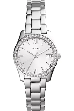 Fossil Uhren - Scarlette Mini Three-Hand Date Stainless Steel Wat - Gr. unisize - in Silber - für Damen