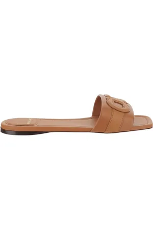 Salvatore Ferragamo Sandalen - Leather Flat Sandals With Logo - Gr. 6_5 - in - für Damen
