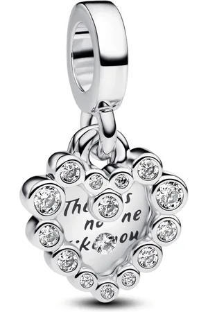 PANDORA Charms - Funkelnder Doppel-Herzanhänger Charm - Gr. unisize - in Silber - für Damen