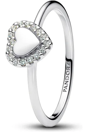 PANDORA Ringe - Engravable Heart Halo Ring - Gr. 50 - in Silber - für Damen